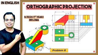 Orthographic ProjectionProblem 8 [upl. by Ehsrop]