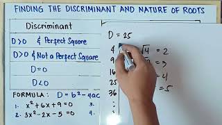 Finding the Discriminant and Nature of Roots  Explain in Detailed [upl. by Mulvihill]