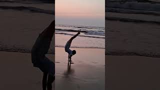 Gymnastics on the beach  swalina  sunset arambolbeach shortsindia [upl. by Amaleta940]