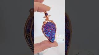 Titanium druzy quartz handmade pendant 💜💙🧡💛 [upl. by Osnerol51]