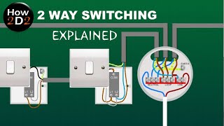 2 WAY SWITCHING EXPLAINED How to wire 2 way switches together Wiring light switch to ceiling rose [upl. by Grimbal522]