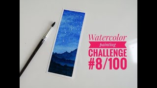 How to Draw Monochromatic Watercolor Galaxy Sky BookmarkStep by step painting guide for beginners [upl. by Kendry839]