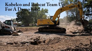 Demoing A Burnt House With The Kobelco And Bobcat [upl. by De]