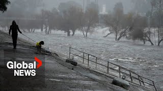 California floods Atmospheric rivers bring heavy rainfall hurricaneforce winds [upl. by Orola]