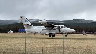 Посадка и взлет L410 СиЛа в аэропорту Хужир  L410 landing and takeoff in Khuzhir airport [upl. by Yelahs764]