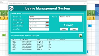 Leave Management System in Excel [upl. by Erapsag]