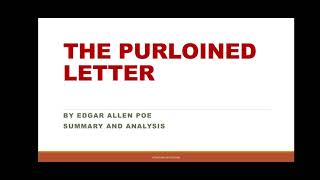 THE PURLOINED LETTER BY EDGAR ALLEN POE SUMMARY AND ANALYSIS [upl. by Ky]