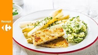 Knapperige kalkoenschnitzel met in boter gebakken asperges en waterkerspuree [upl. by Odetta]