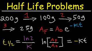 Half Life Chemistry Problems  Nuclear Radioactive Decay Calculations Practice Examples [upl. by Nywnorb]