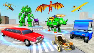 Multi Transform Robot Games Robot Wars Rhino Dragon Helicopter Car Robot  Android Gameplay [upl. by Arymat186]