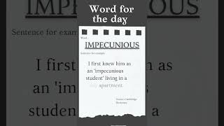 Vocabulary for the day IMPECUNIOUS newwords english englishlanguagelearning cambridge learning [upl. by Younglove]