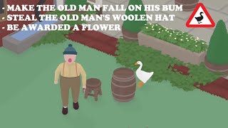 How to Make the Old Man Fall on His Bum amp Steal the Old Mans Woolen Hat  Untitled Goose Game [upl. by Nanoc]