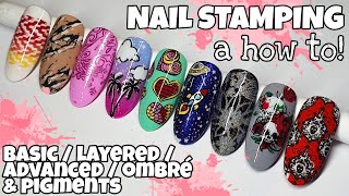 🪧 HOW TO STAMP NAILS  Basic Advanced Layered Ombre Pigment STAMPING  Nail stamping tutorial [upl. by Fen167]