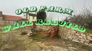 Old farmhouse stone wall restorationrebuild with a foundation this time Timelapse [upl. by Elyad]