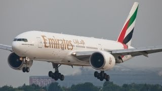 EMIRATES BOEING 777300 LANDING AT DÜSSELDORF IN NICE EVENING LIGHT HIGH QUALITY HD [upl. by Astiram655]