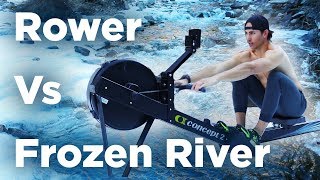 CRAZY GUY Hikes a Rowing Machine to a FROZEN River and Does Workout [upl. by Lacombe]