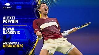 Alexei Popyrin vs Novak Djokovic Highlights  2024 US Open Round 3 [upl. by Gnanmas]