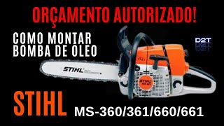 Como trocar a Bomba de Óleo STIHL MS360361660661 e verificação de vedações [upl. by Yeniar413]