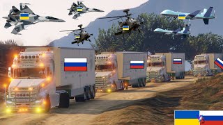 Ukrainian Fighter Jets and S500 Missiles Attack on Russian 200 War Vehicles and Helicopter  GTA 5 [upl. by Elena799]