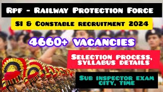 👮4660 Vacancies💥  RPF  SI amp Constable recruitment 2024  Exam city Time [upl. by Ahtabbat]