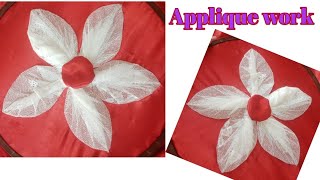 3D net flower design  embroidery with net fabric  applique work  latest design for baby girl [upl. by Rothmuller]