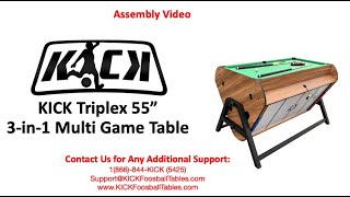 KICK Triplex 55quot 3in1 Multi Game Table Assembly Video [upl. by Harrod144]