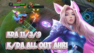 11 KILL  KDA ALL OUT AHRI GAMEPLAY  WILD RIFT BUILD  RUNES [upl. by Goda237]