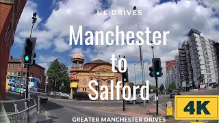 Manchester City Centre to University of Salford 4K Drive [upl. by Elocon]