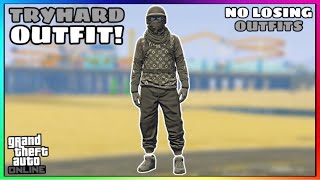 Easy Black Joggers Ripped Shirt Tryhard Modded Outfit No Transfer GTA Online [upl. by Kurman]