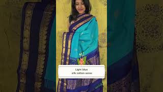 Light blue silk cotton saree silkcotton parisera [upl. by Lodie]