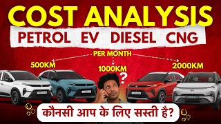 Tata Nexon Petrol Vs Diesel Vs CNG Vs EV  Running Cost Calculation [upl. by Claudian199]