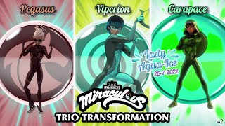 Miraculous Trio Transformation  Viperion Pegasus Carapace [upl. by Aisemaj]