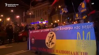 Ukrainian Nationalists Honor Controversial WWIIEra Leader [upl. by Onairda538]