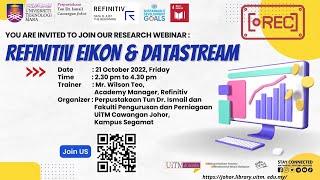 Research Webinar Refinitiv Eikon amp Datastream [upl. by Sivla]