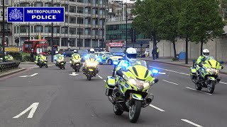 POLICE BIKES SWARM LONDON  Met police bikes responding in convoy [upl. by Ykcub884]