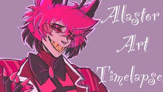 Alastor The Radio Demon  Hazbin Hotel Art Timelapse [upl. by Leid]