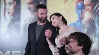 Wolverine quotbares his clawsquot at XMen Days of Future Past press conference [upl. by Herc721]