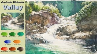 Valley Drawing Landscape Watercolor wetinwet Fabriano rough NAMIL ART [upl. by Ahtenak323]