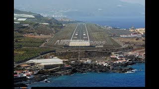 Airbus A320  Approach and Landing in La Palma  tricky NDBDME approach ENG Sub [upl. by Lyrak]