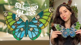 lets make stained glass 🦋 full process [upl. by Huston]