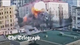 Ukraine war CCTV captures Russian missile strike on Kyiv in New Years Eve attacks [upl. by Adrianne384]