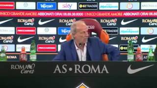 Sabatini in ansia da sigaretta durante la conferenza stampa di addio alla Roma [upl. by Arrimat]