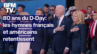 DDay les hymnes français et américains retentissent lors de la cérémonie francoaméricaine [upl. by Westbrooke]