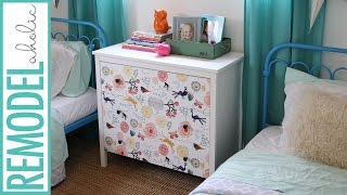 DIY  15 Minute Ikea Dresser Hack  How to Makeover your Dresser using Wallpaper [upl. by Idaf]