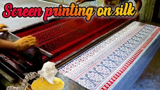 Silk Fabric Printing Process Traditional Screen Printing on silk [upl. by Palmira849]