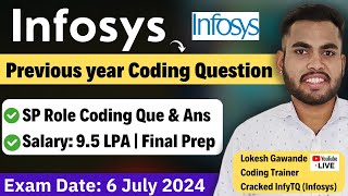 Infosys Specialist Programmer Previous Year Coding Question amp Solution  Final Preparation [upl. by Zurheide684]