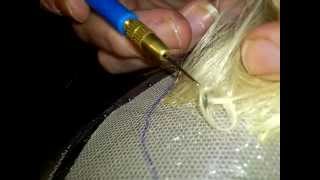 hair knotting  how to knot a hair piece  facial or wig piece  postiche pastiche [upl. by Vernier]