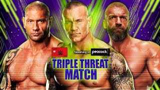 WWE2K24  Batista vs Randy Orton vs Triple H  Triple Threat Extreme Rules Match [upl. by Aneeb]