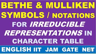 ENGLISH BETHE amp MULLIKEN SYMBOLS  NOTATIONS FOR IRREDUCIBLE REPRESENTATIONS IN CHARACTER TABLE [upl. by Derreg]