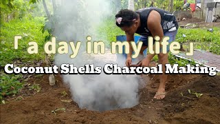 Coconut Shell Charcoal Making  A Day in My life  province life [upl. by Garihc613]